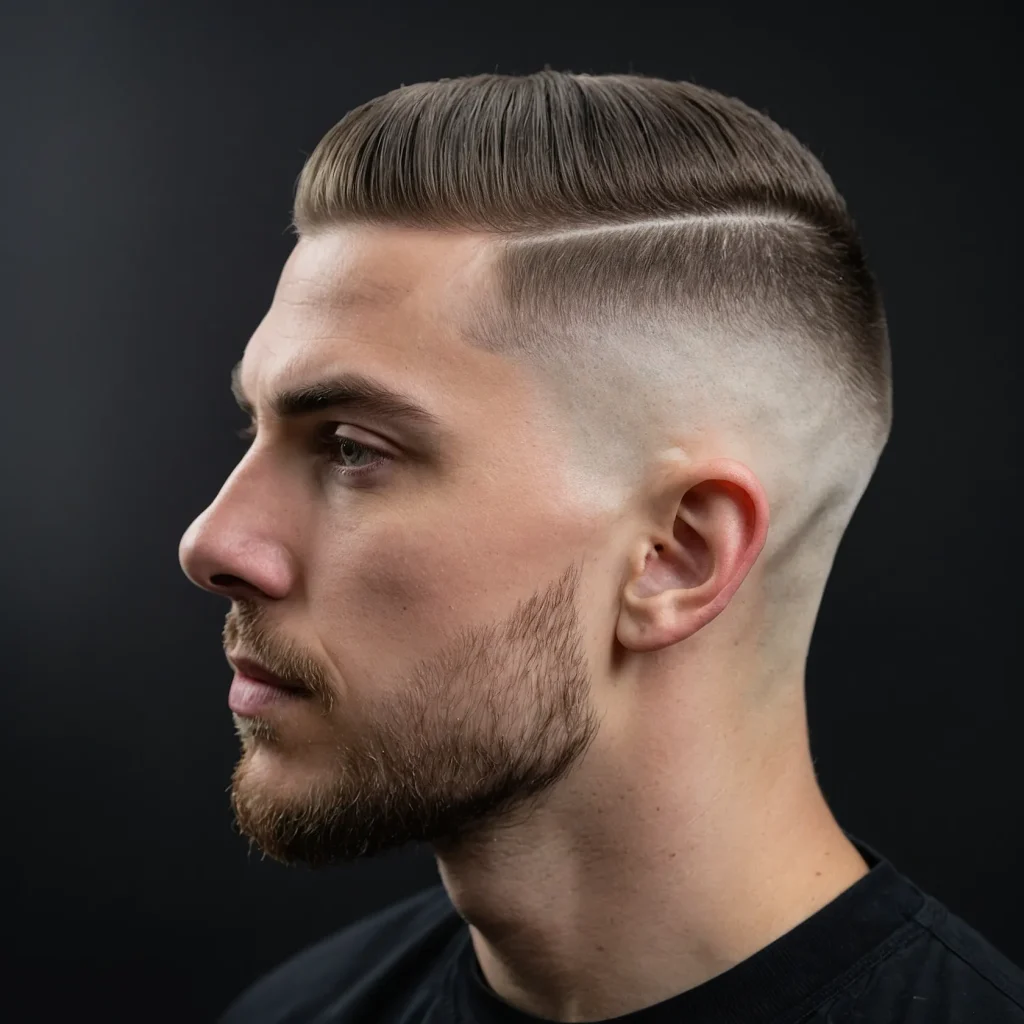 Buzz Cut with Dual Fade LevelsWhite man with