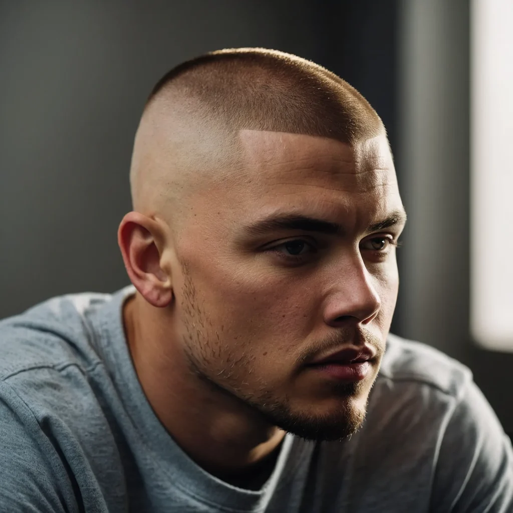 Buzz Cut with Flat Top and FadeBuzzed sides