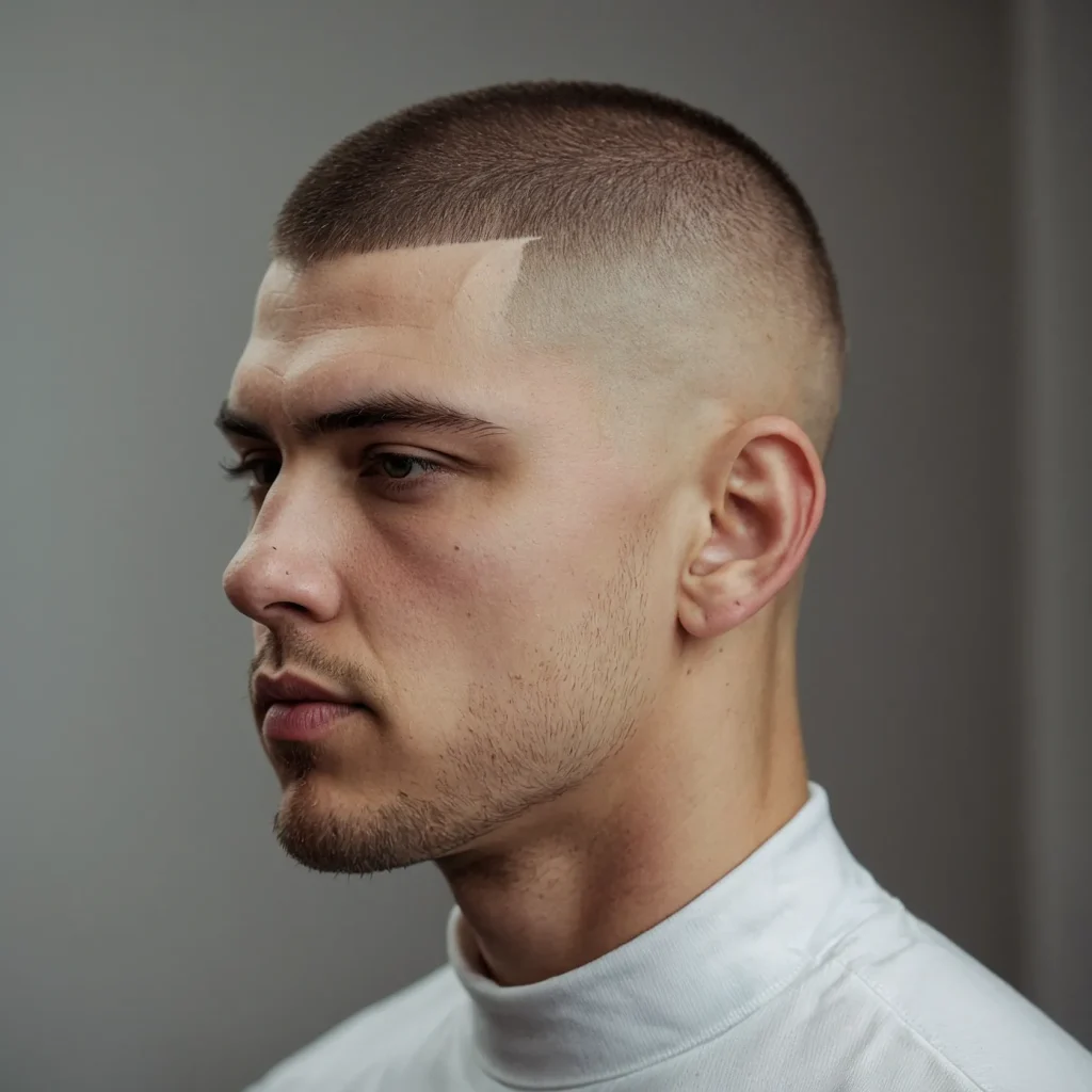 Buzz Cut with High FadeSide view of white m