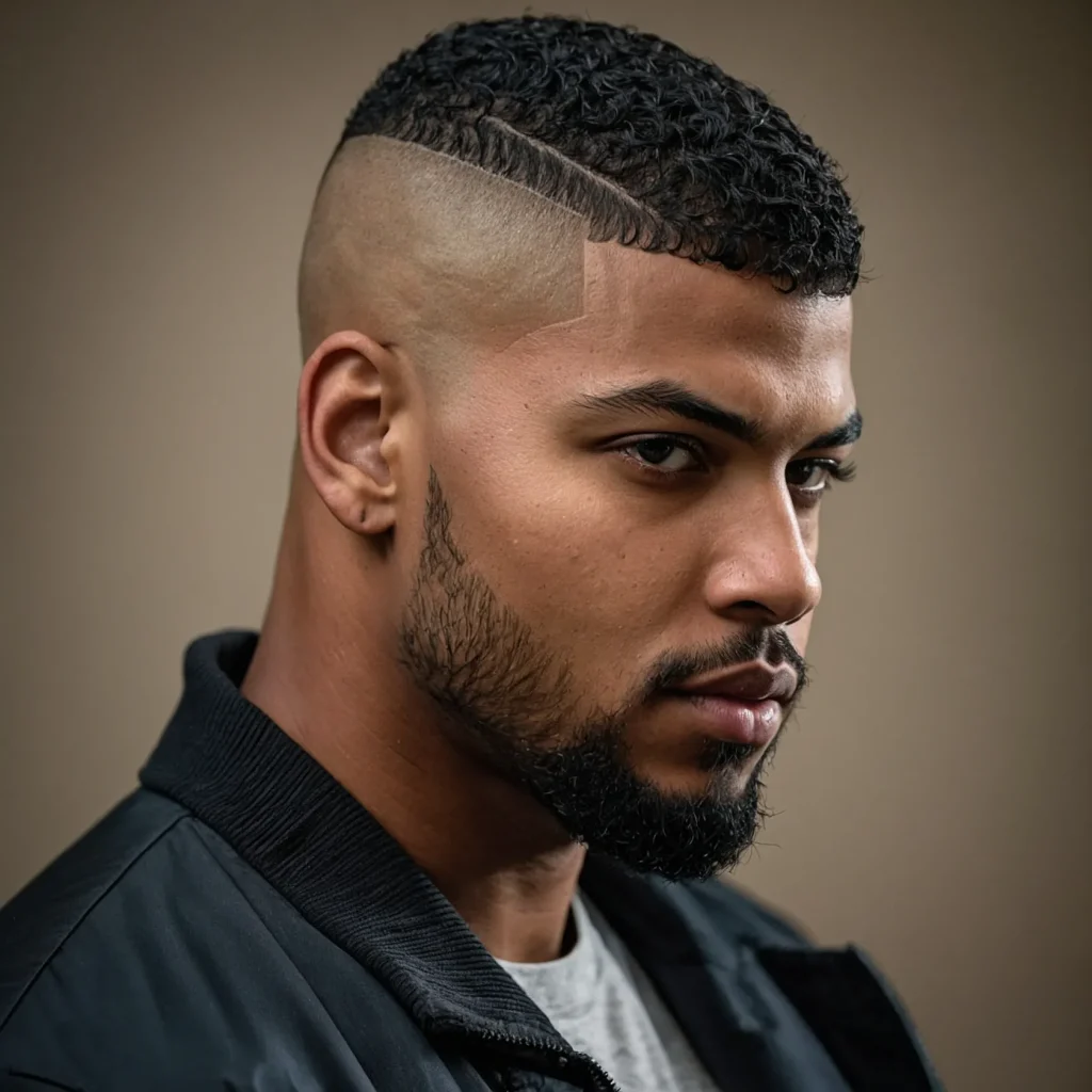 Buzz Cut with High Taper FadeBlack man with h