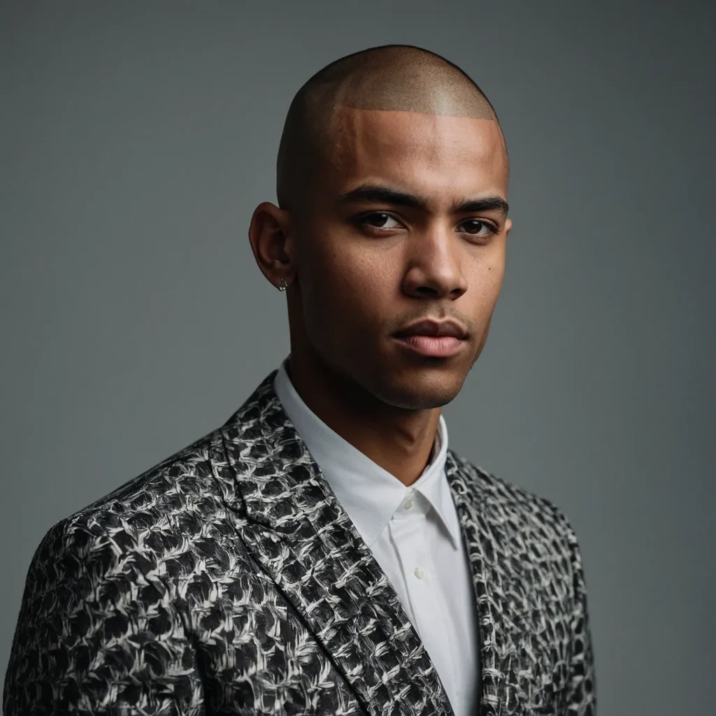 Buzz Cut with Low Drop FadePrompt Black man w