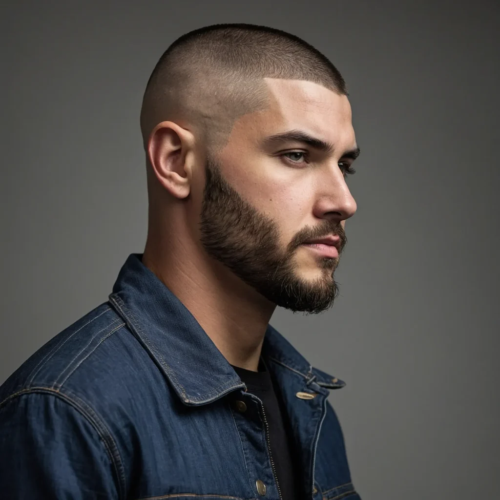 Buzz Cut with Razor Part and FadeWhite man w