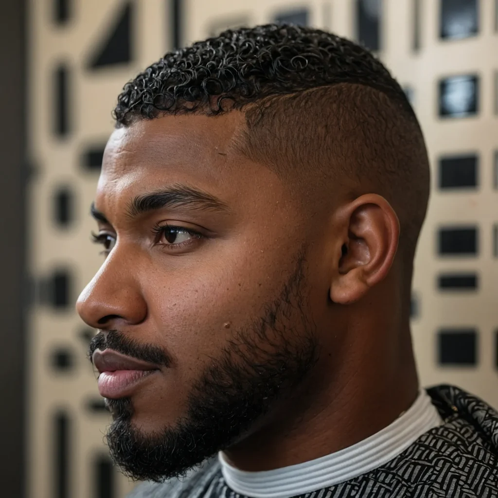 Buzz Cut with Short Waves and FadeCloseup of