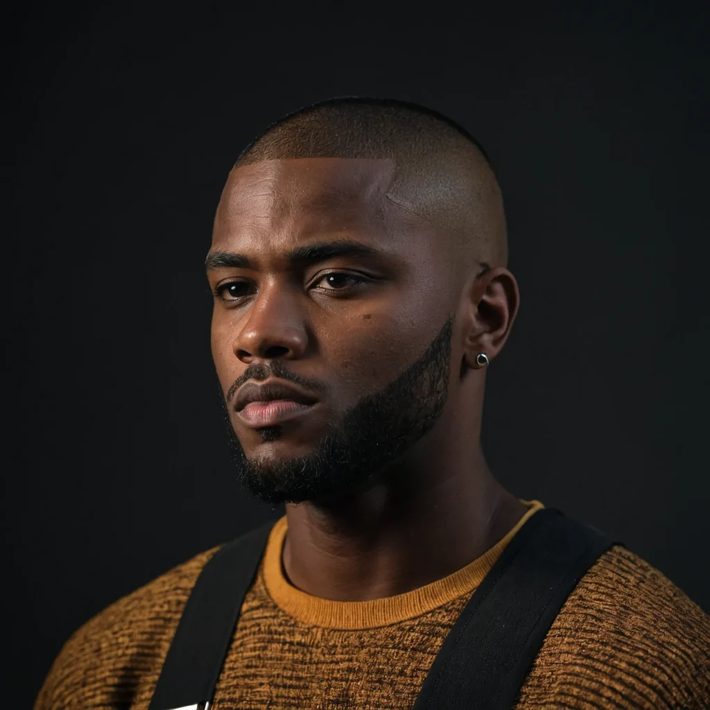 Buzz Cut with Side Razor PartBlack man with s
