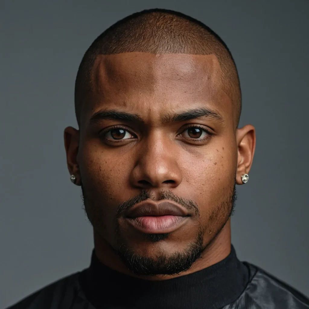 Buzz Cut with Temple Fade BlowoutBlack man wi