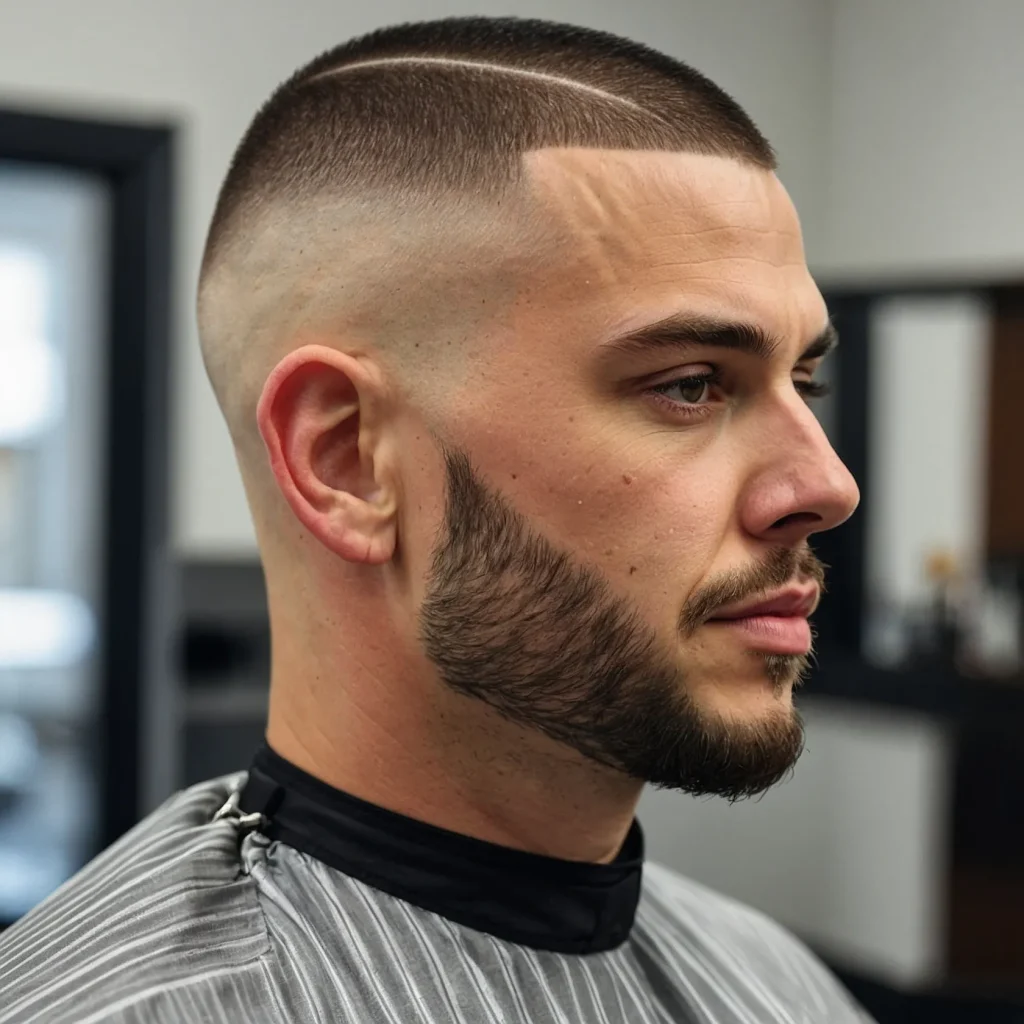 Buzz Cut with Widows Peak FadeZoomed view of
