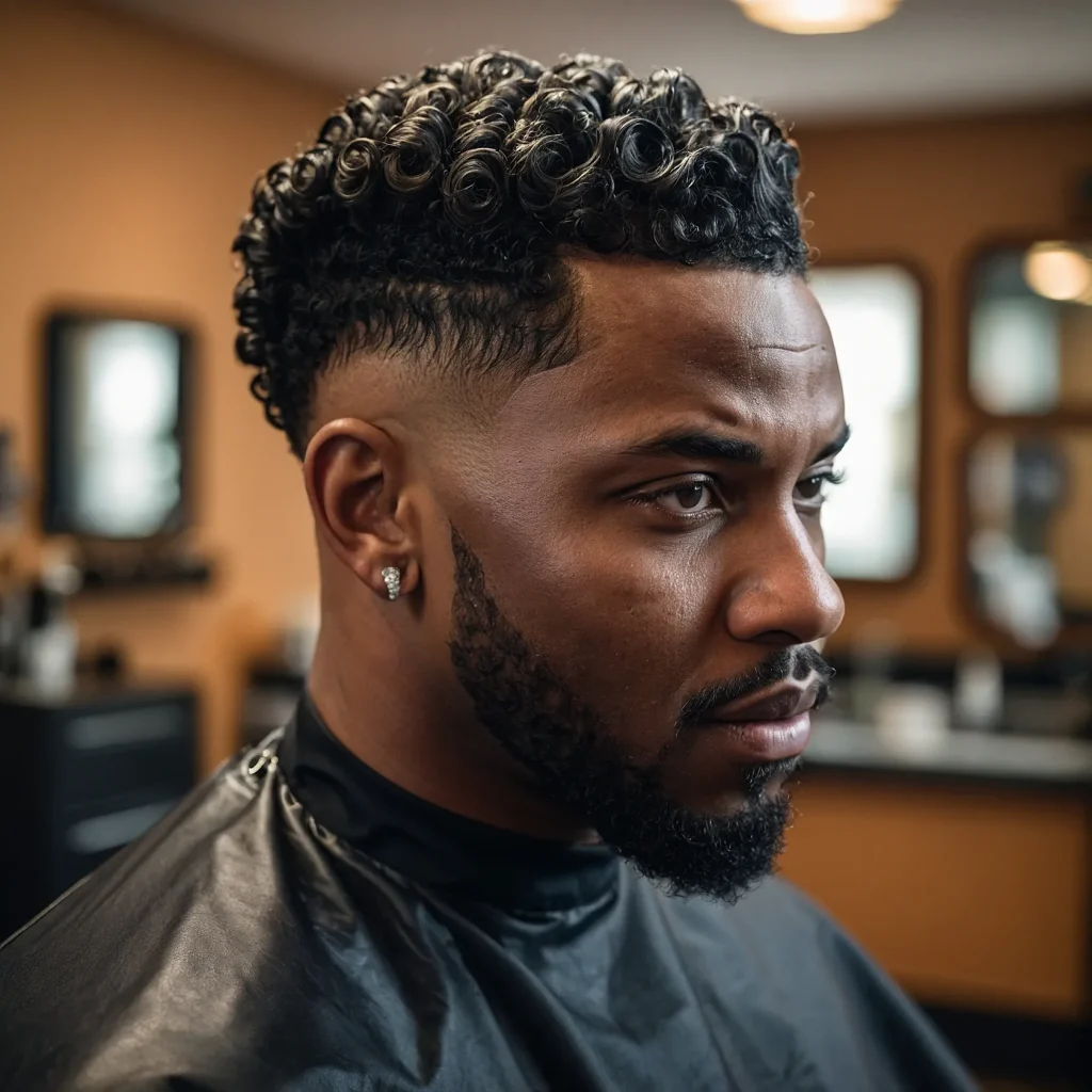 Classic Drop Fade with Curlsrealistic image