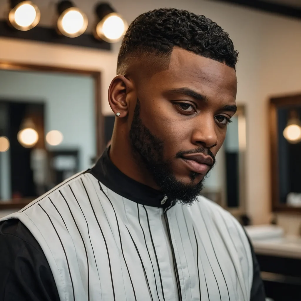Classic Mid Fade with LineUpBlack man with