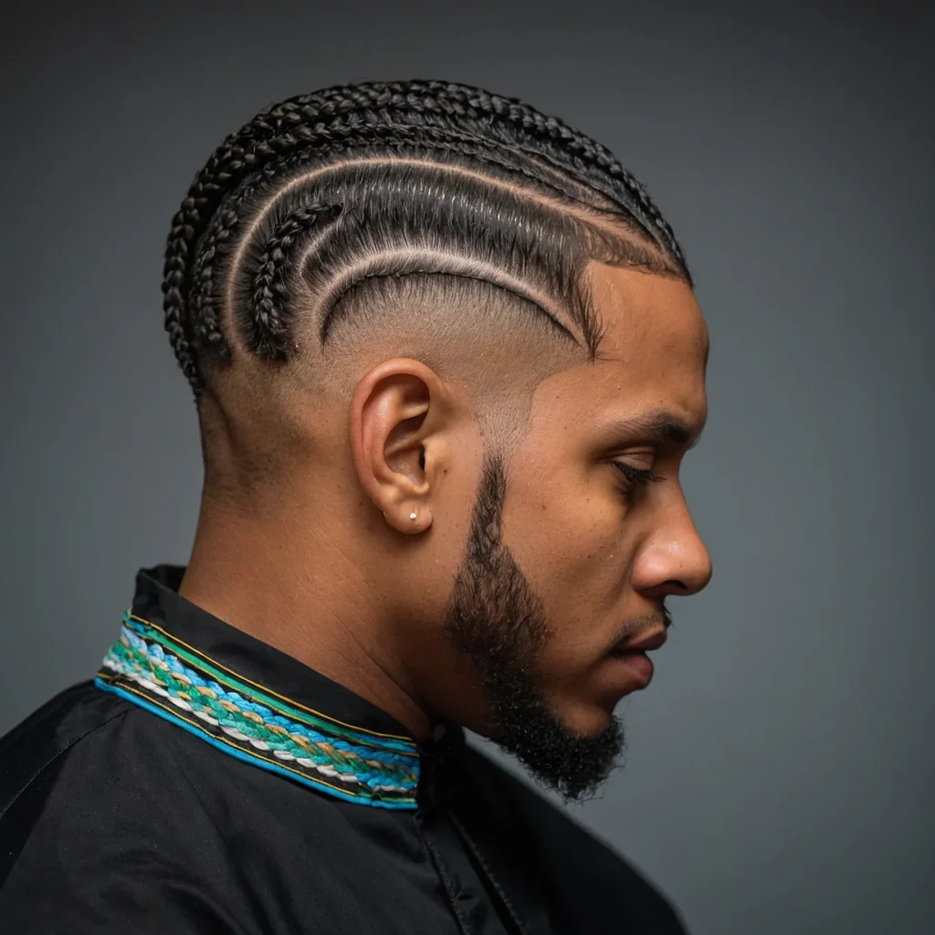 Cornrow Top Burst FadeCornrows braided strai