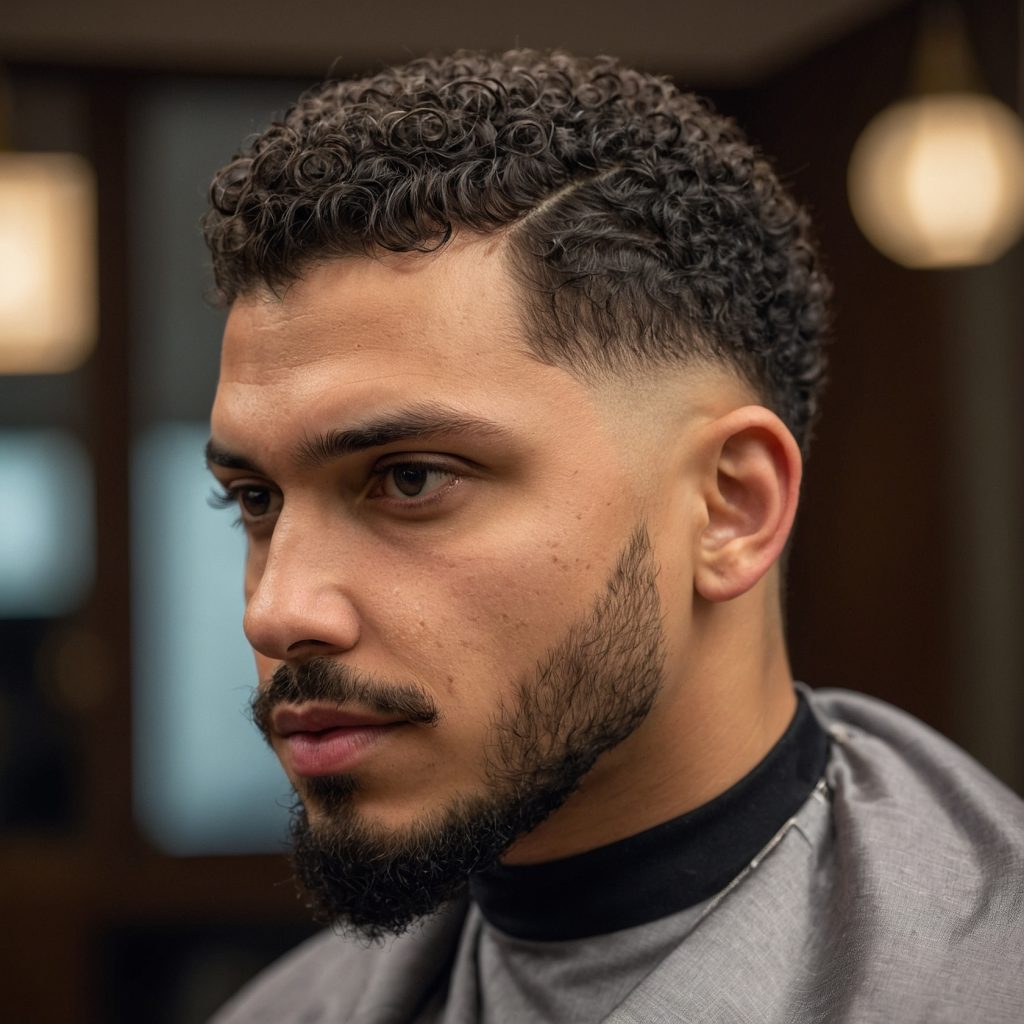 Curly Hair Taper Fademan with curly hair st
