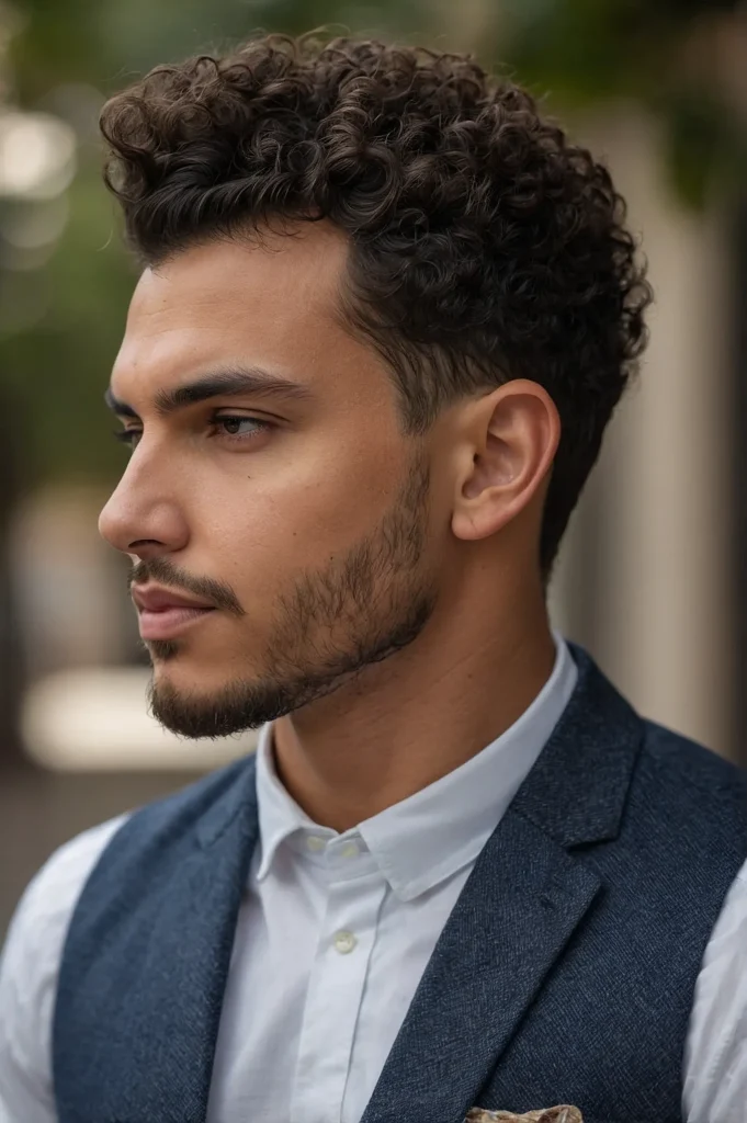 Defined Curls with Subtle Low Taperman with