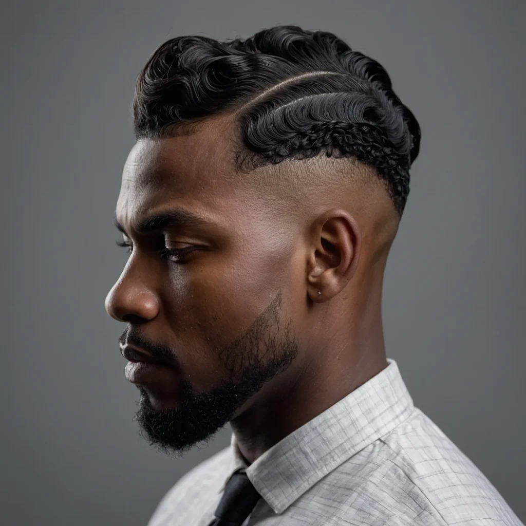 Drop Fade with WavesBlack man with sharp