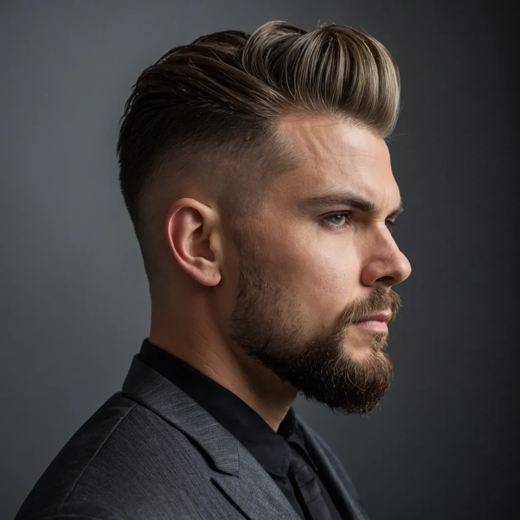 Drop Fade with Brushed Up TopHair brushed upw