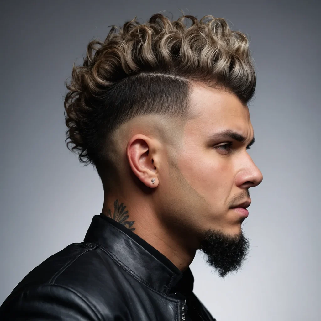 Drop Fade with Curly MohawkVolume focused in