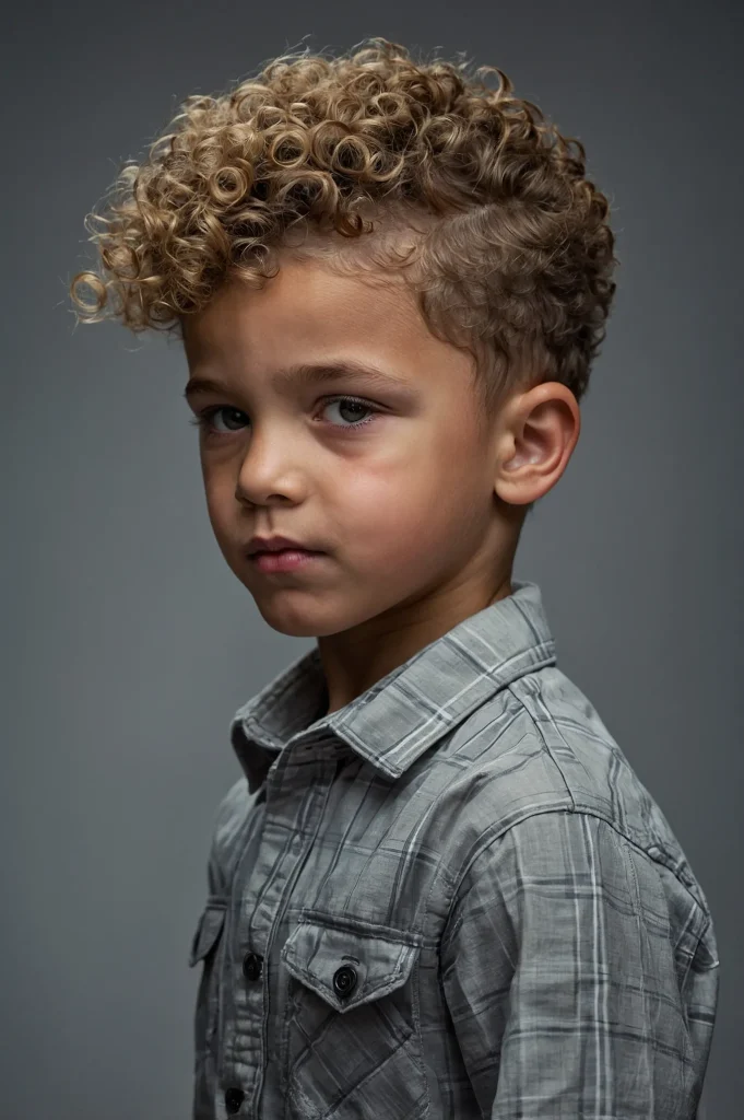 Drop Fade with Curly Topboy with natural cu