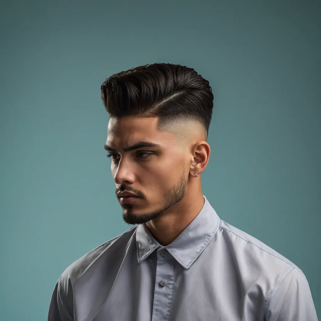 Drop Fade with High TopMan with tall highto