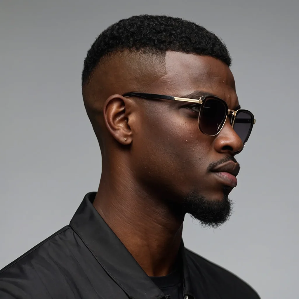 Drop Fade with LineUpBlack man with sharp l