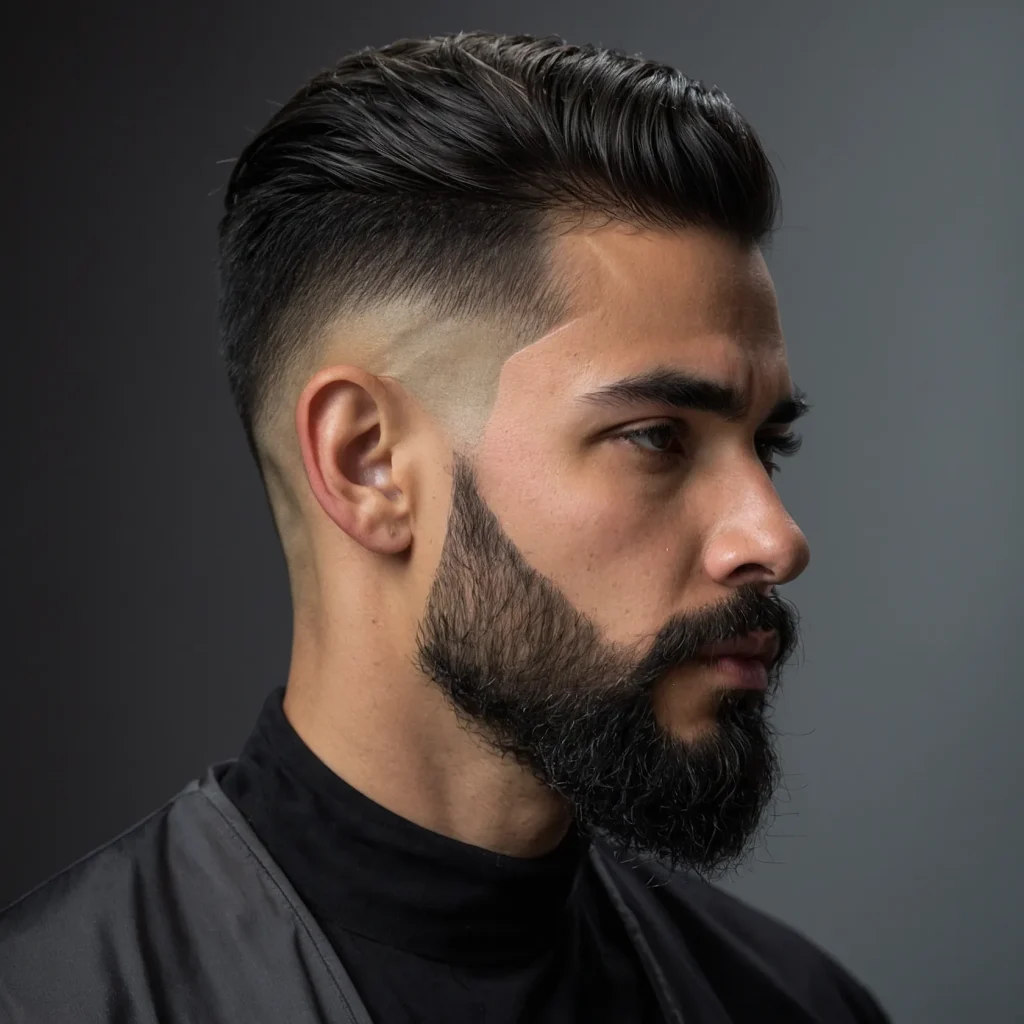 Drop Fade with Shadow BeardShadow beard and
