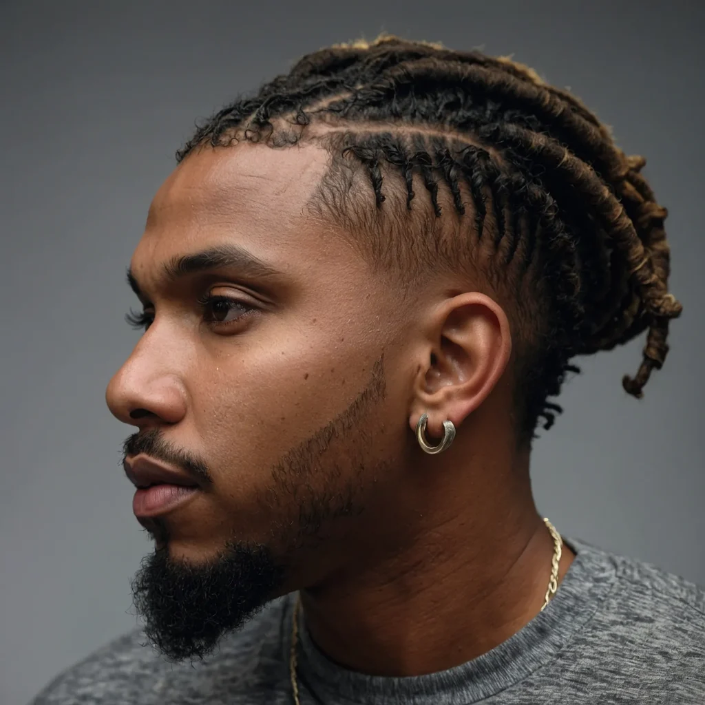 Drop Fade with Short DreadsShort locs styled