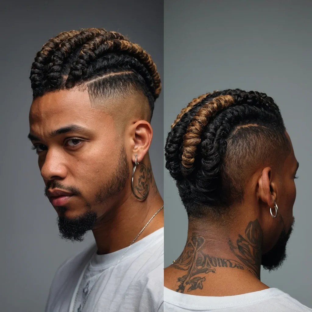 Drop Fade with Short Loc BunShort locs tied u