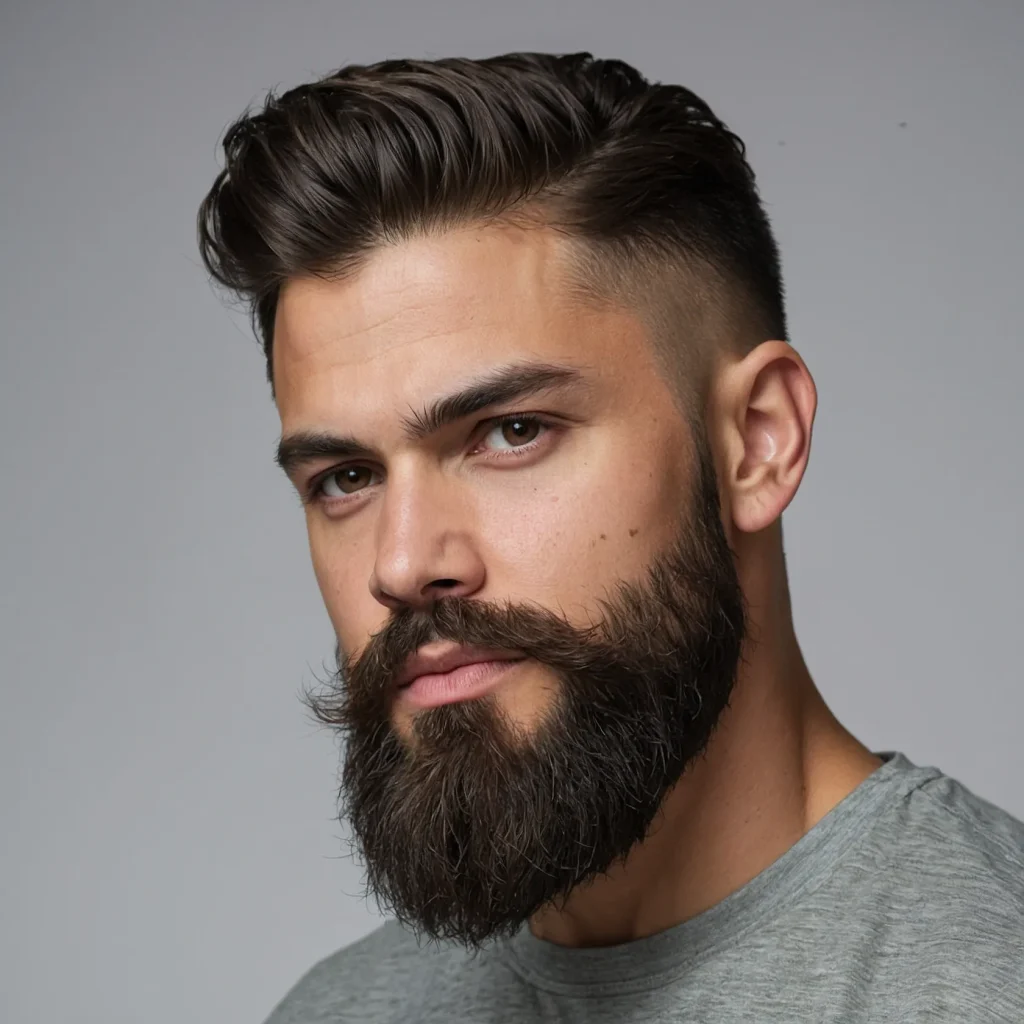 Drop Fade with Tapered BeardBeard gradually