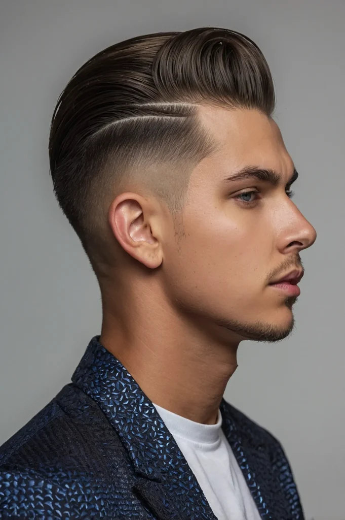 Fade with Slicked Back Styleboy with combed