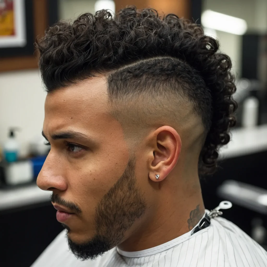 Frohawk with Burst Fadetapered curly mohawk