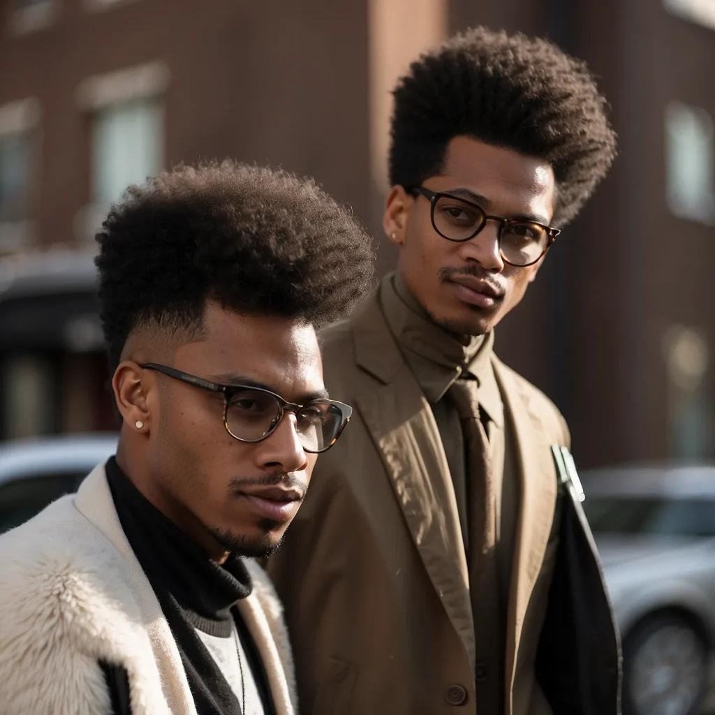 High Fade AfroBlack man with round afro