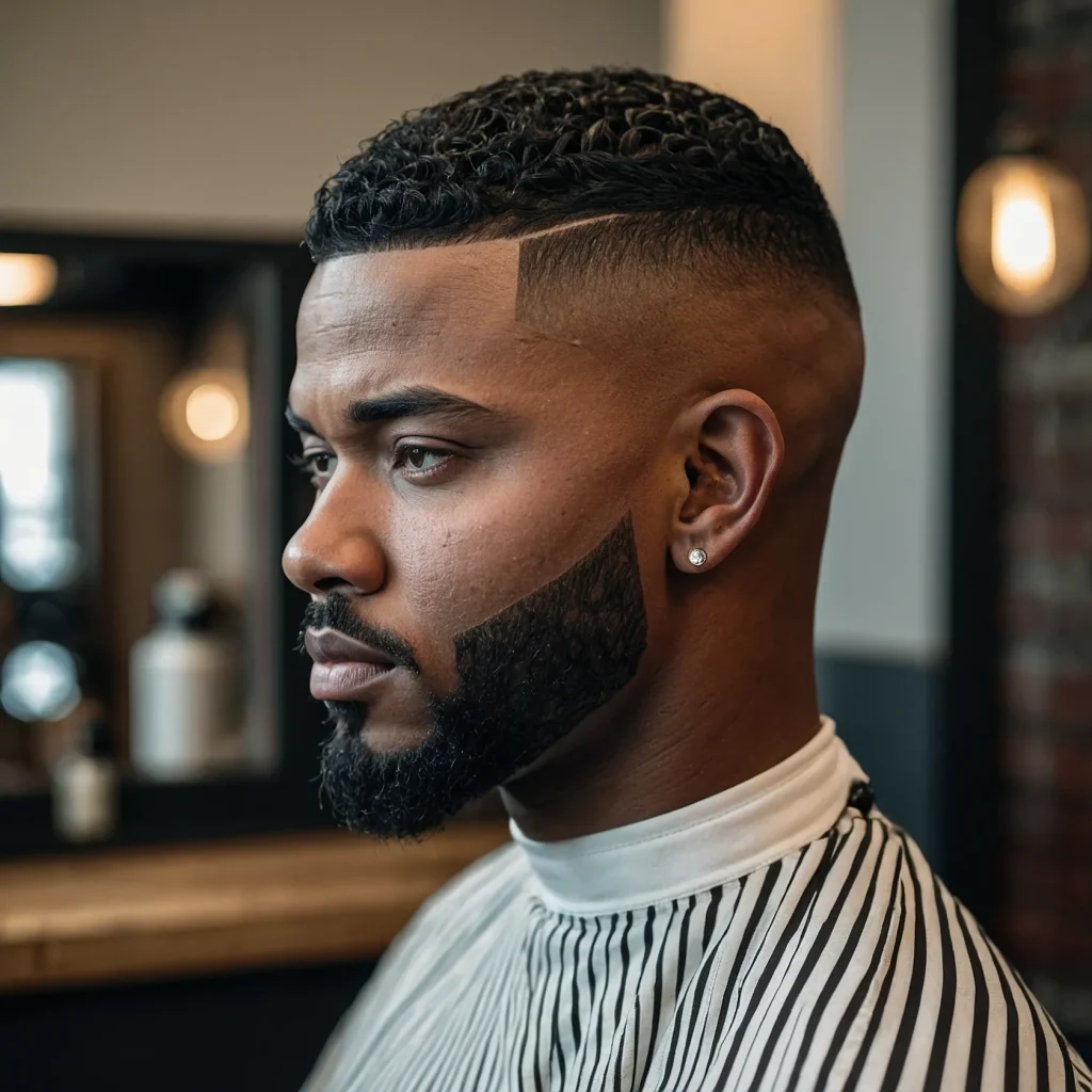 High Fade Buzz Cut with EdgeUpBlack man with