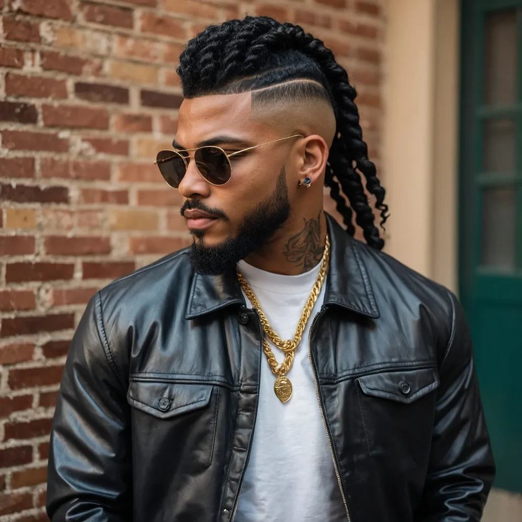 High Fade Mullet with TwistsPrompt Black men