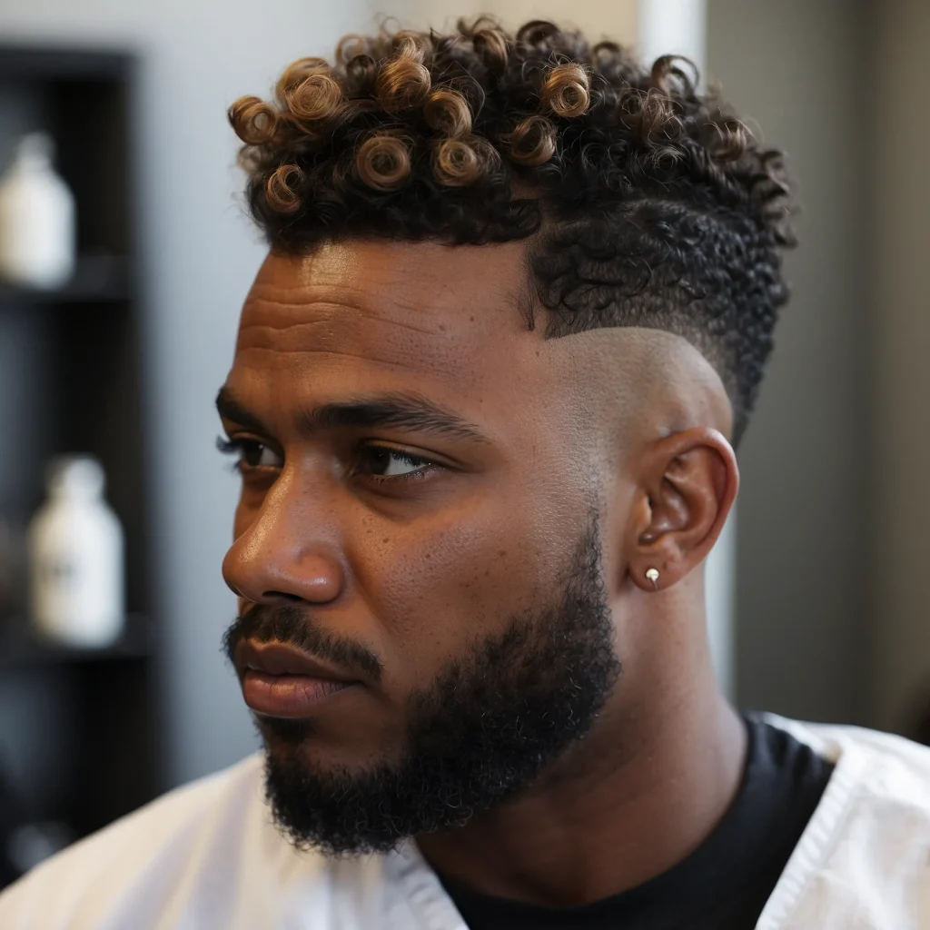 High Fade with CurlsBlack man with define