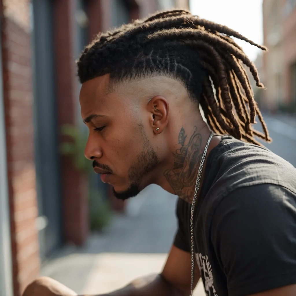 High Fade with DreadsBlack man with short