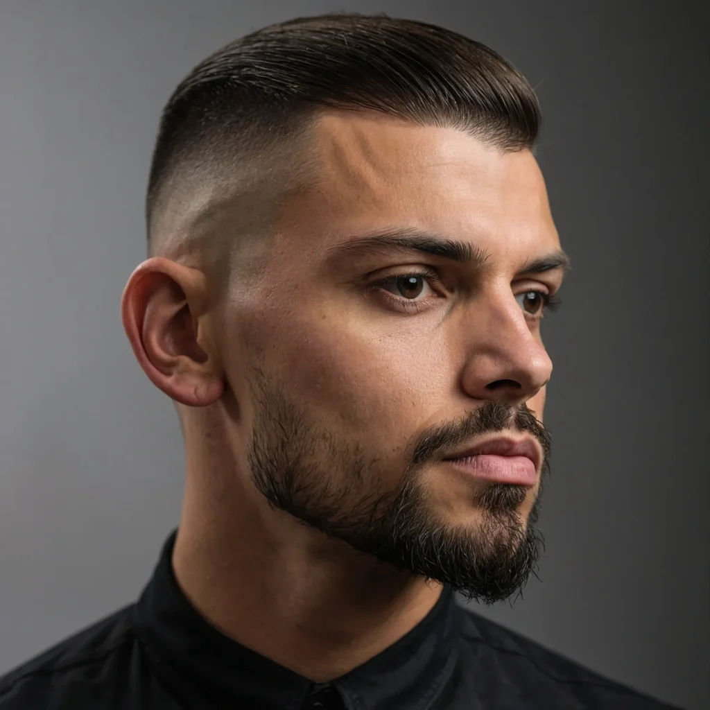 High Fade with French CropFringe bluntly cut