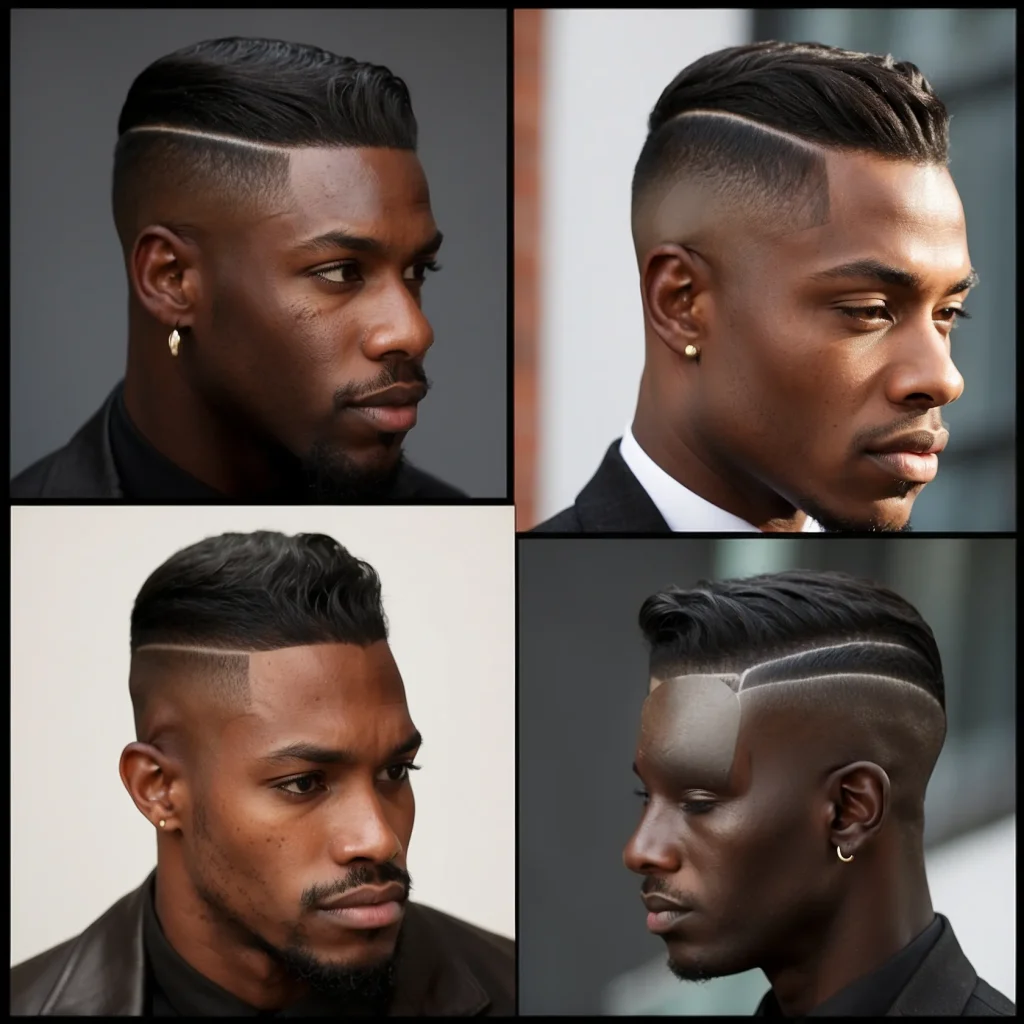 High Fade with Hard Partsleek Black man w