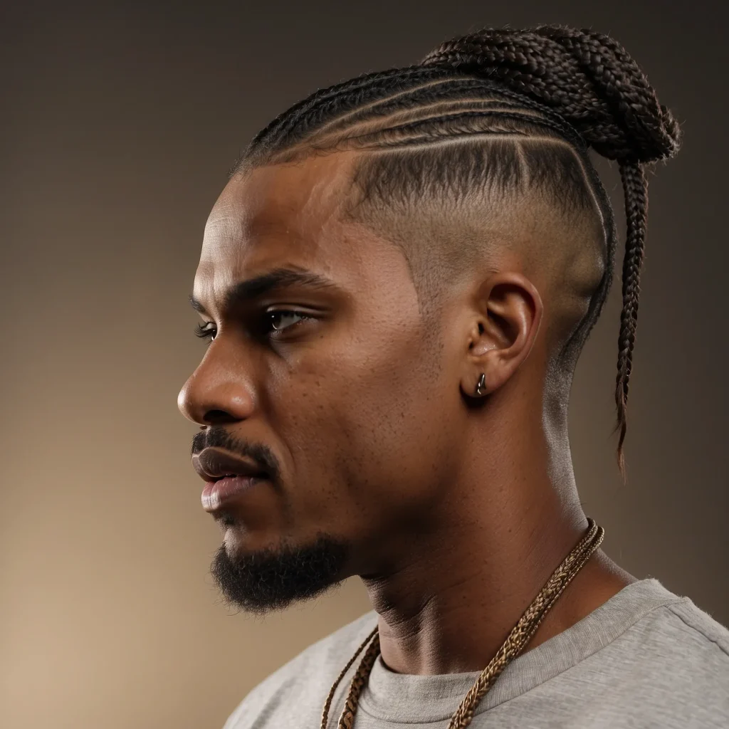 High Fade with Medium BraidsBlack man wit