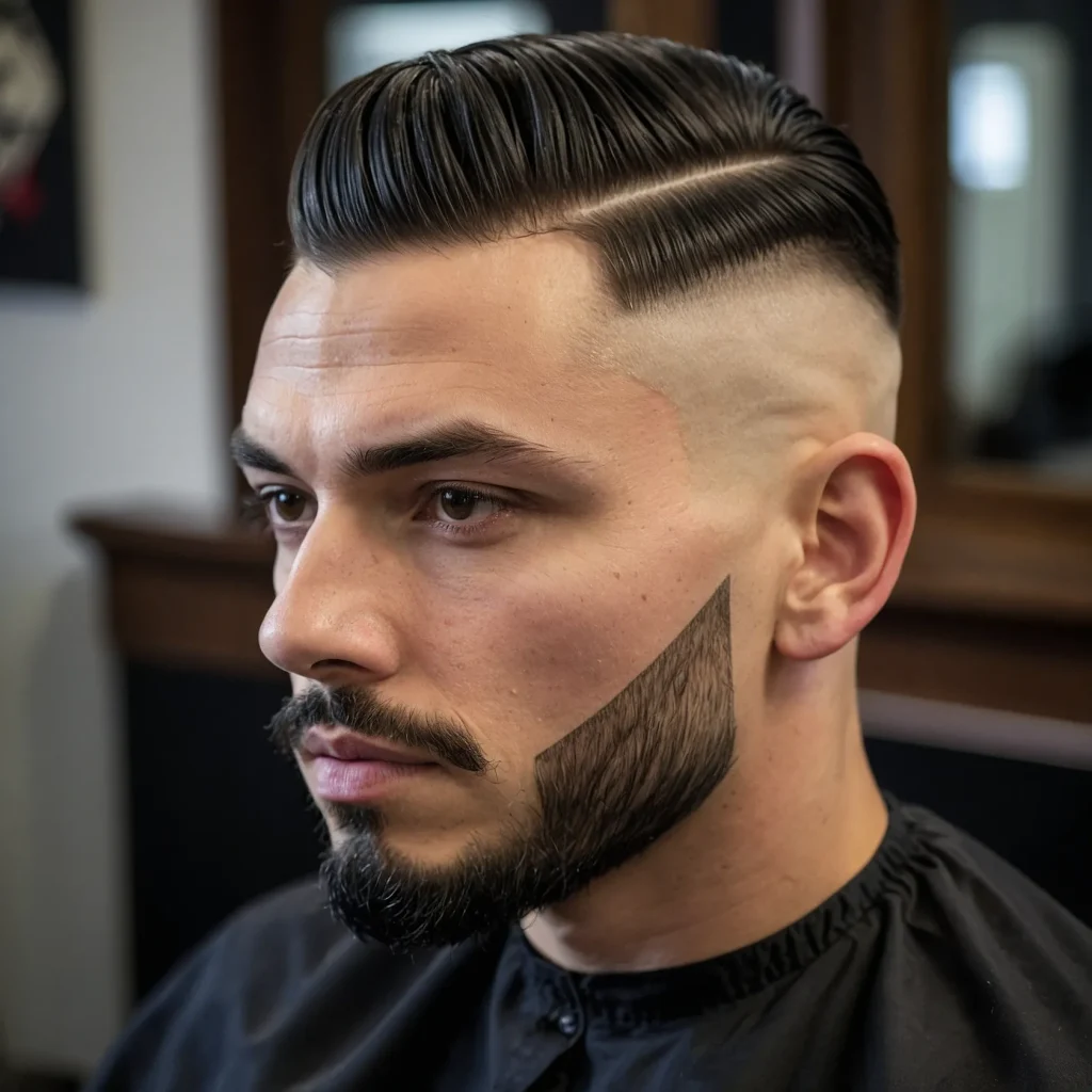 High Fade with Part DetailSharp side part car
