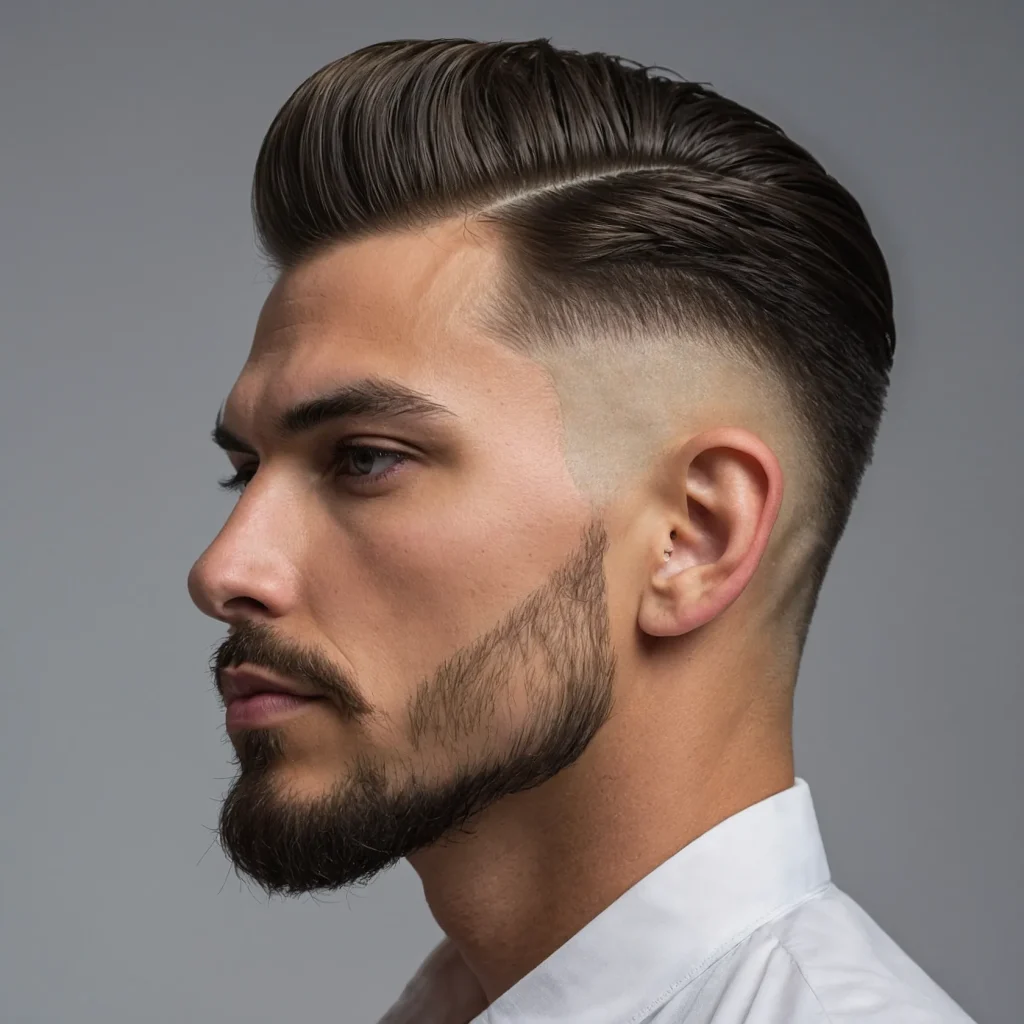High Fade with PompadourTall voluminous pomp