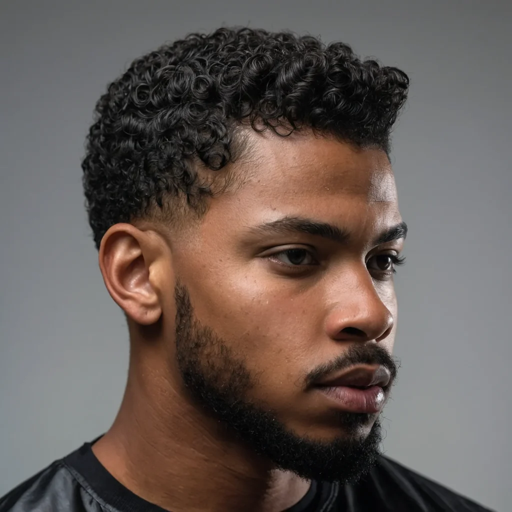 High Fade with Short AfroTightly curled afro