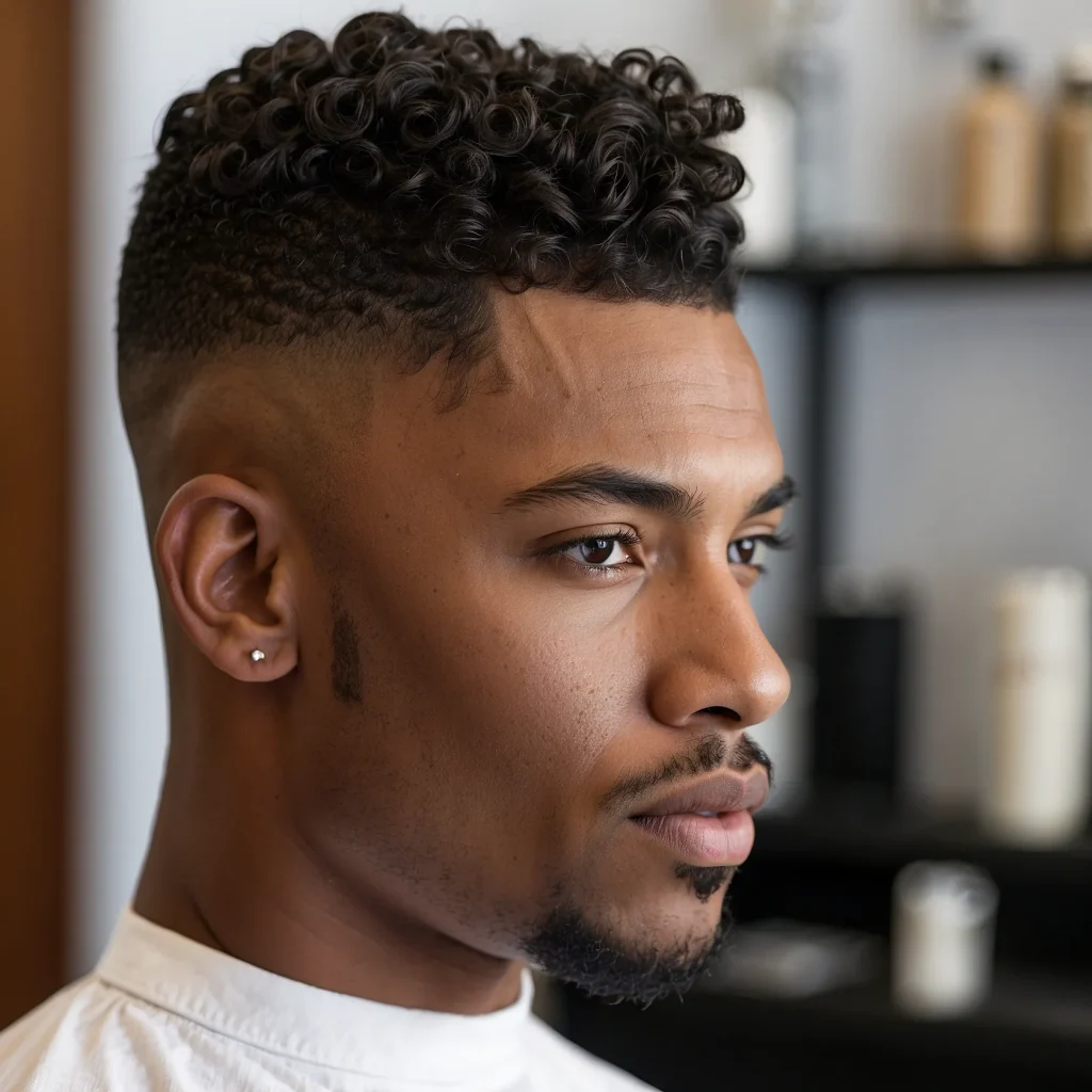 High Fade with Temple Fade ComboBlack man
