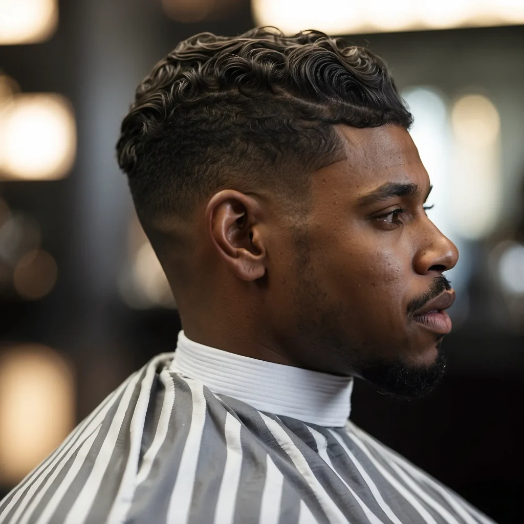 High Fade with Wavescloseup of Black m