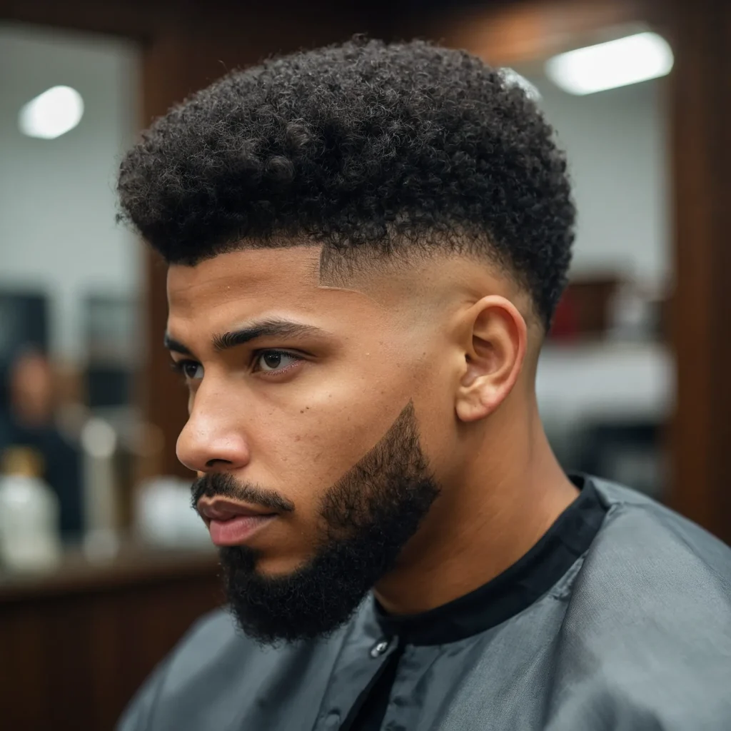 High Taper Fade with Afro Topwhite man with