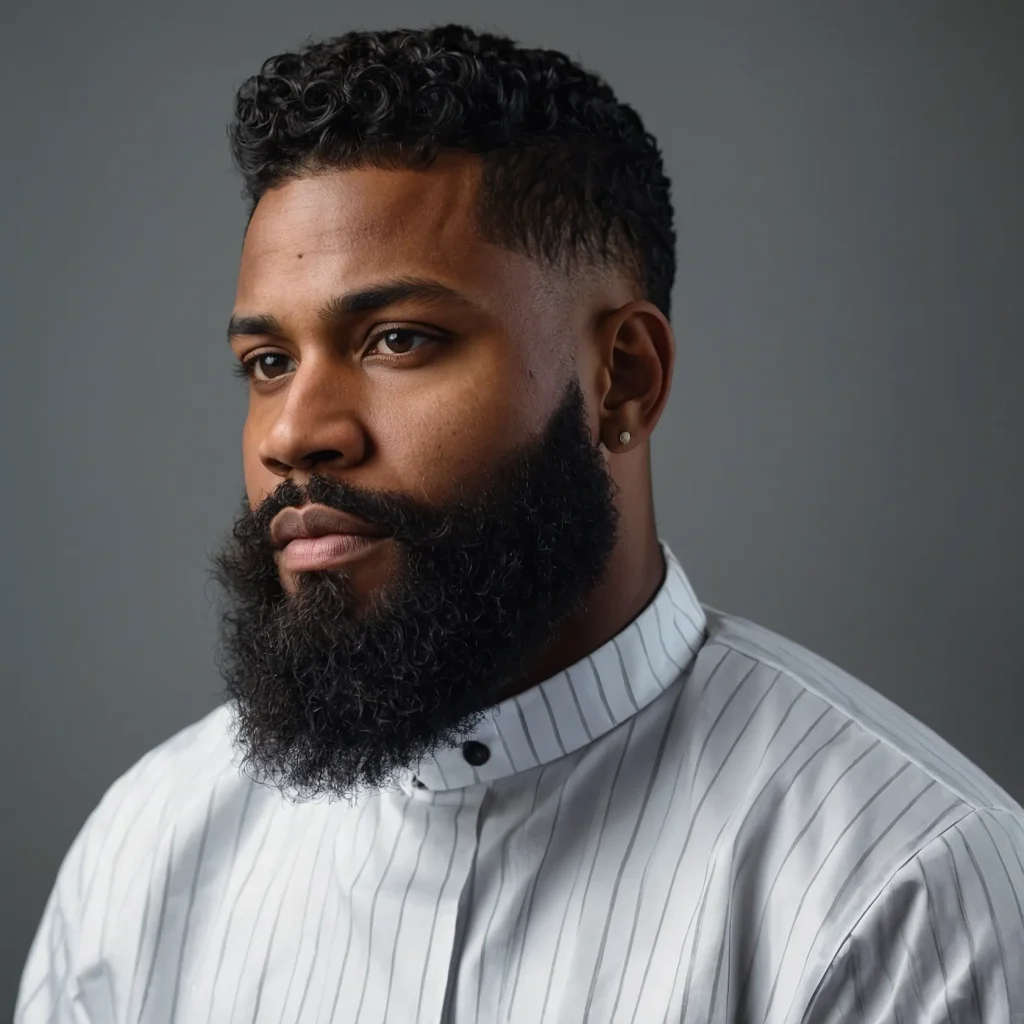 High Taper Fade with Beard BlendBlack man w