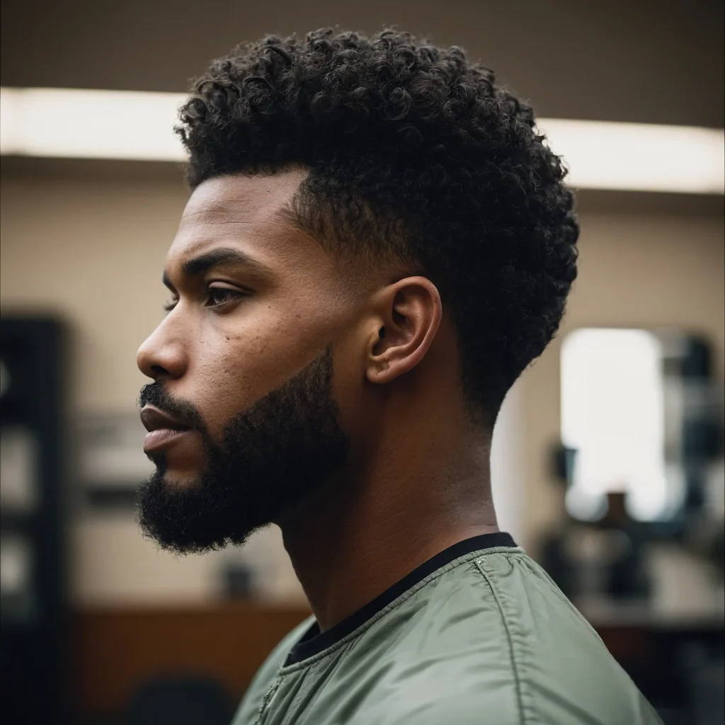 High Taper Fade with High Volume TopTall curl