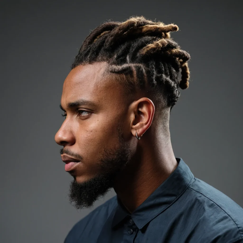 High Taper Fade with Loc BunBlack man with dr ()