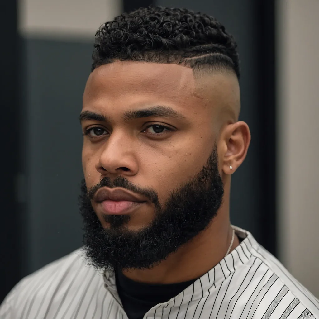 High Taper Fade with Low FringeBlack man with
