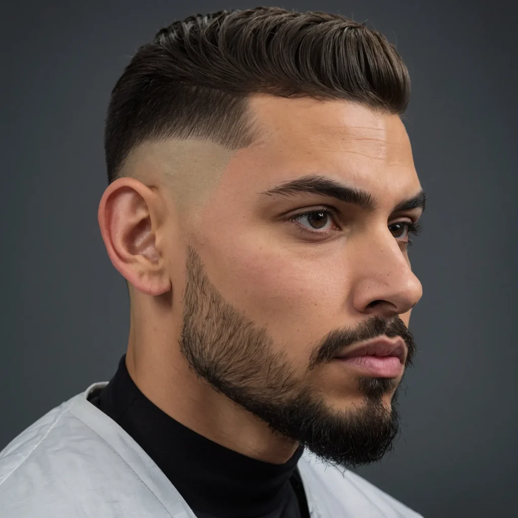 High Taper Fade with Low Fringeforward frin