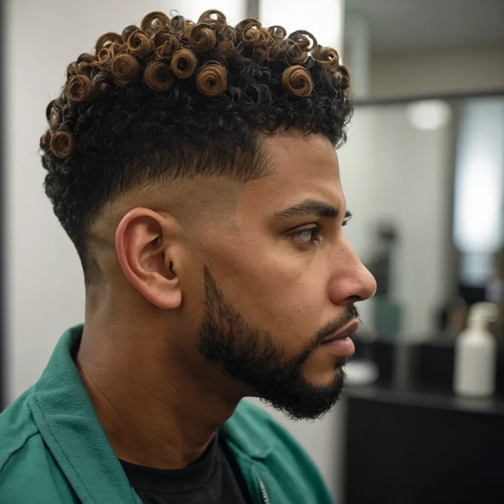 High Taper Fade with MidLength CoilsCoiled cu