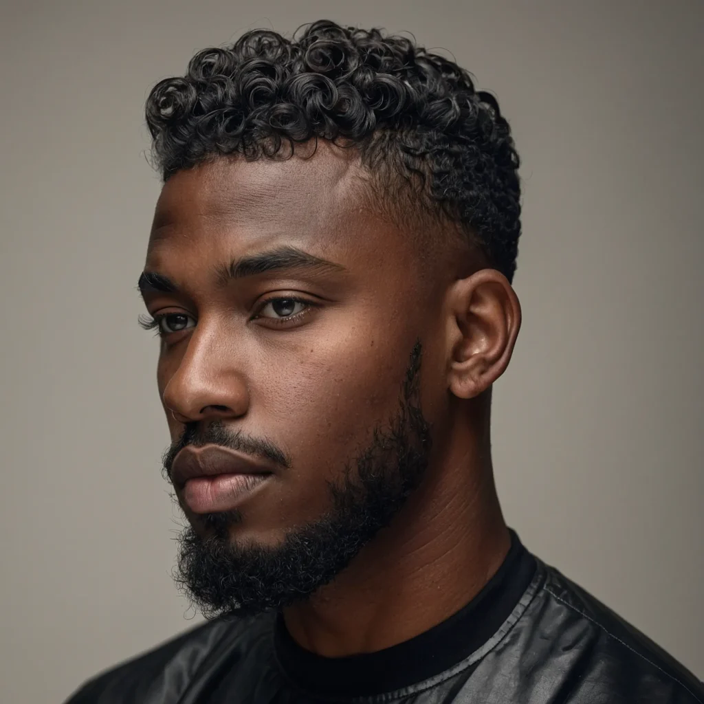 High Taper Fade with Mop Top CurlsLoose playf