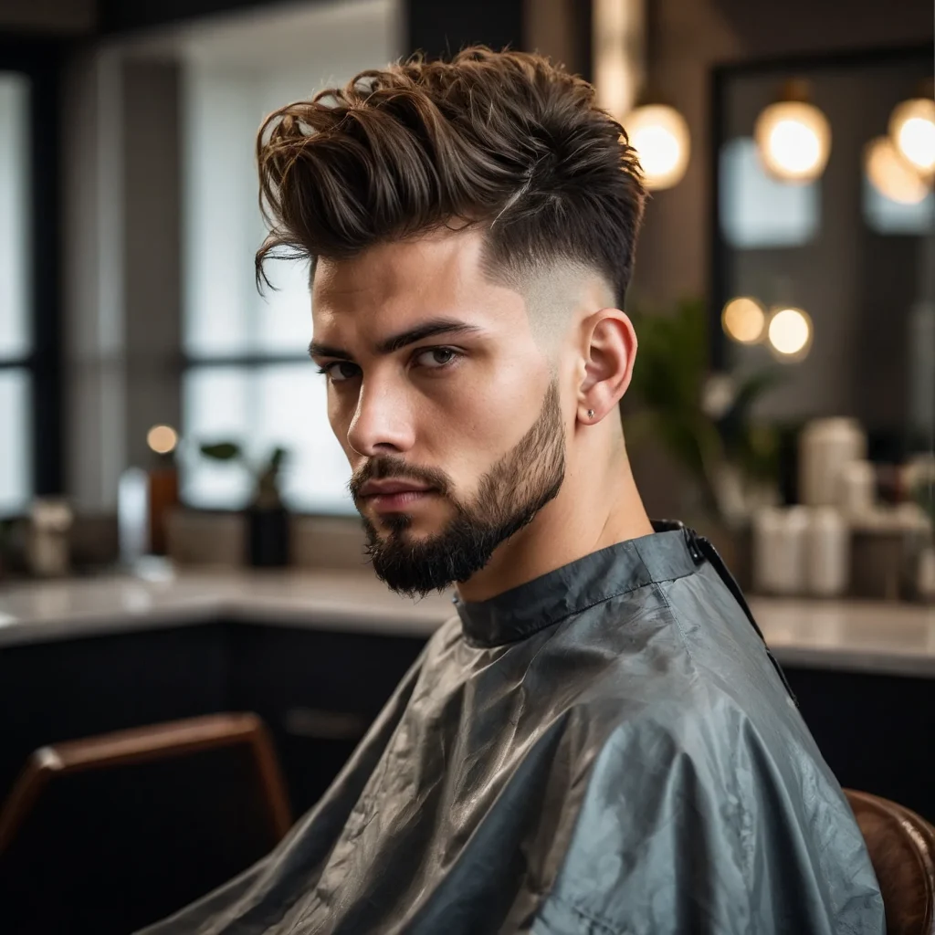 High Taper Fade with Mop Top TextureLoose mes