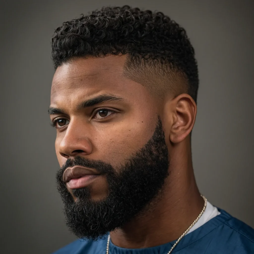 High Taper Fade with Natural Texture and Bear
